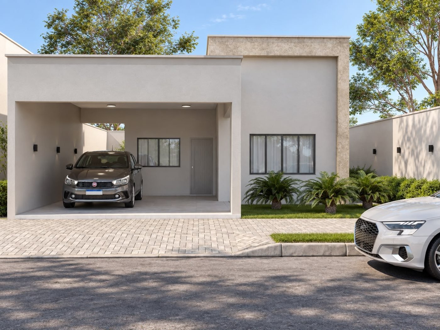 Fachada da Planta Jequitibá — casa construída pela Bella em Cáceres