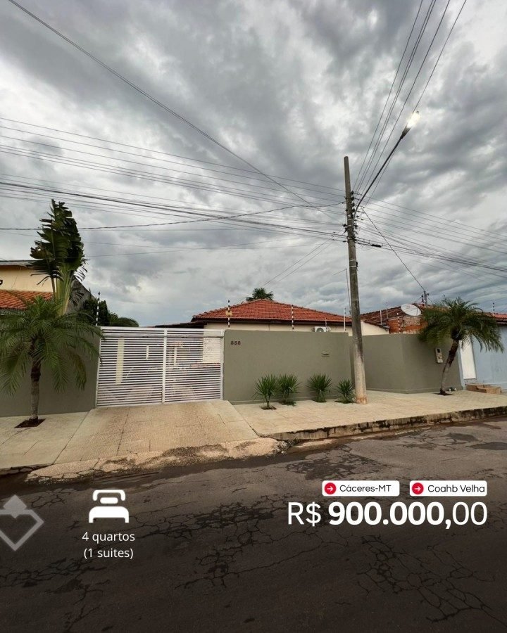 Casa à venda em Cohab Velha, Cáceres — Casa 4 quartos · Cohab Velha