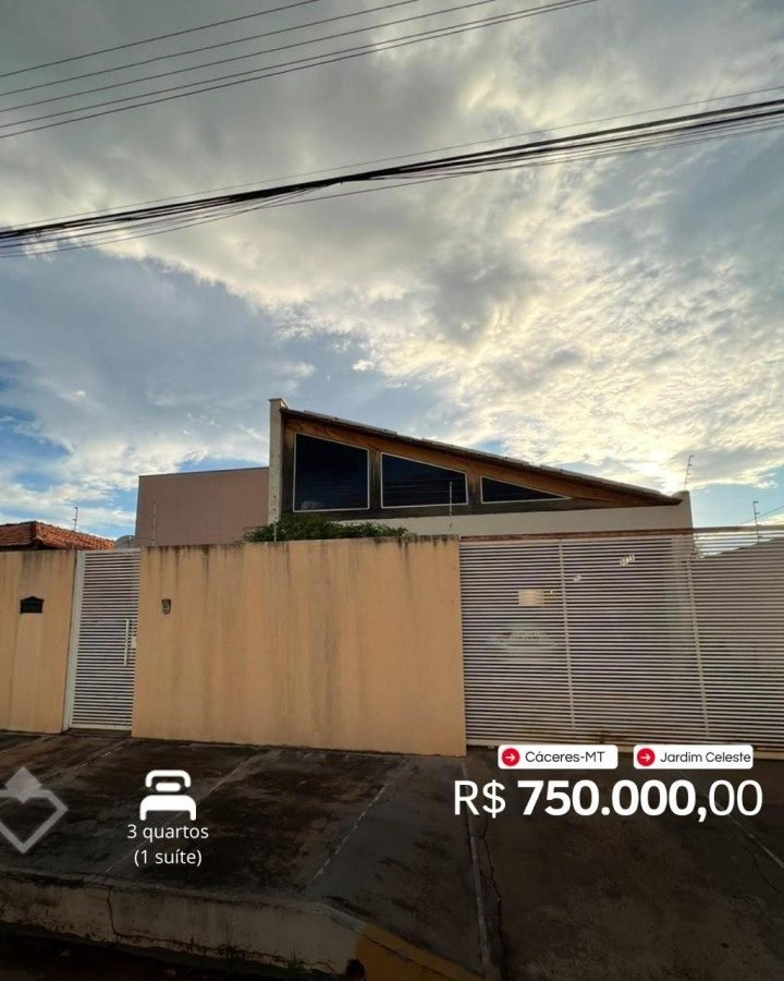 Casa à venda em Jardim Celeste, Cáceres — Casa 3 quartos · Jardim Celeste